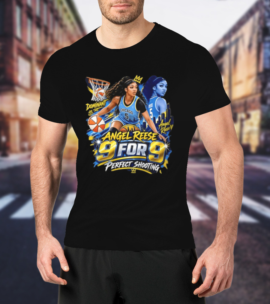 Angel Reese 9 For 9 Perfect Shooting Dominant Chicago Basketball T-Shirt