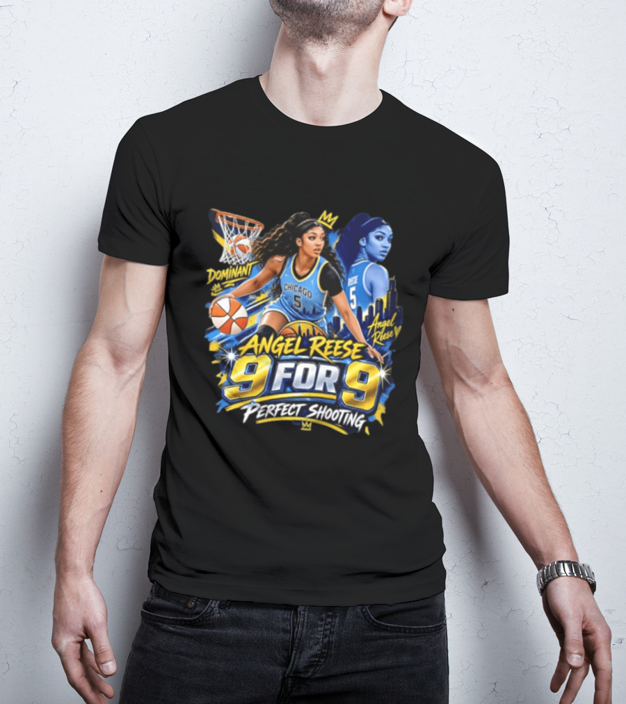Angel Reese 9 For 9 Perfect Shooting Dominant Chicago Basketball T-Shirt