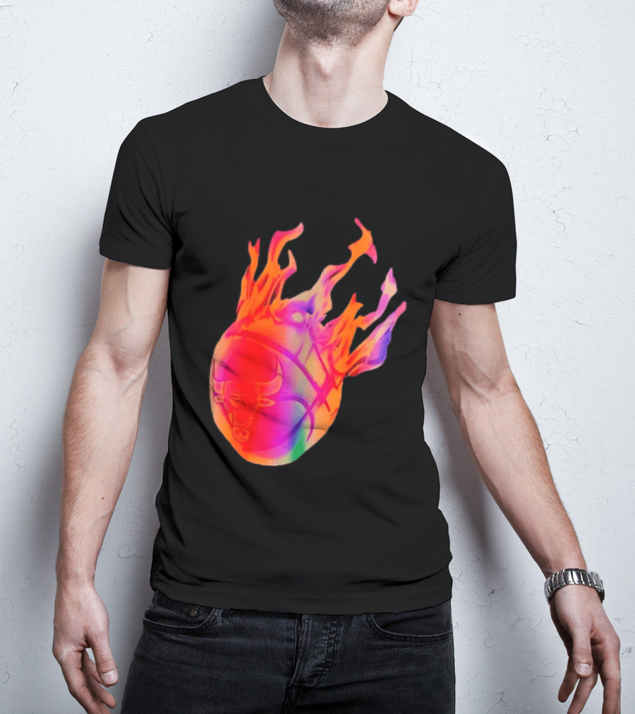 Chicago Bulls NBA Basketball Flaming Fireball NBA Fans Merchandise T-Shirt