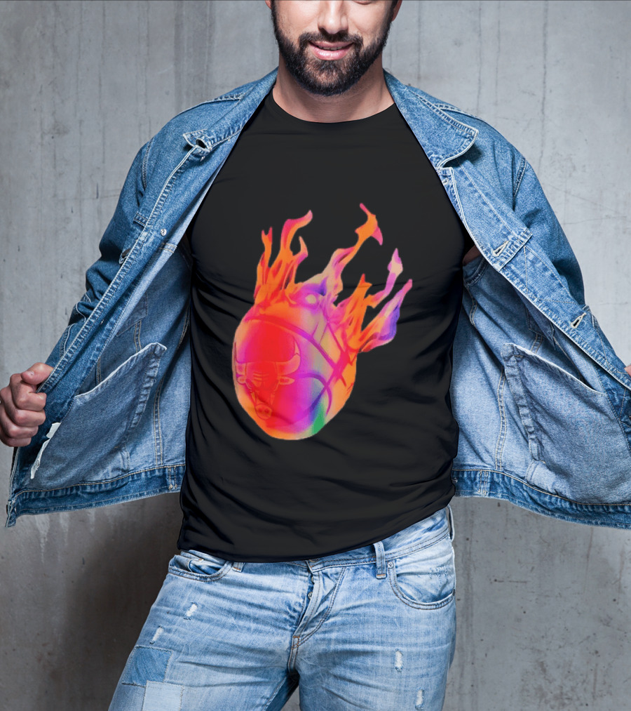 Chicago Bulls NBA Basketball Flaming Fireball NBA Fans Merchandise T-Shirt