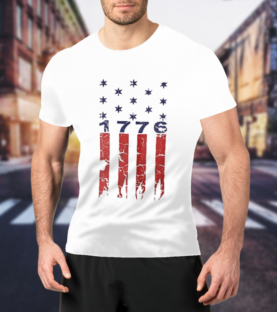 1776 Distressed American Flag Stars Stripes Patriotic T-Shirt