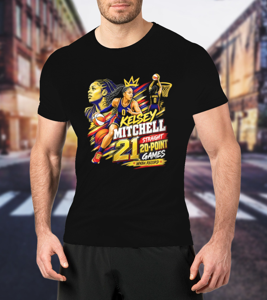 Kelsey Mitchell Straight 21 Straight 20 Point Games Basketball Monarch T-Shirt