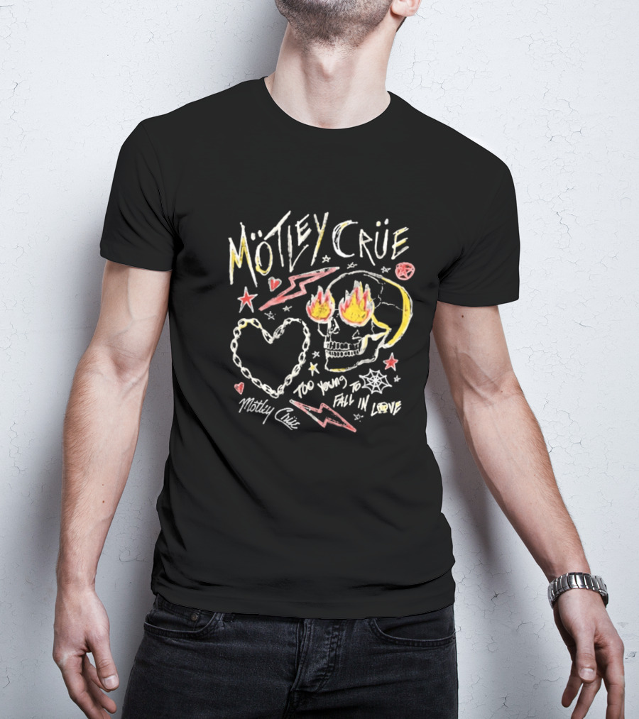 Mötley Crüe Skull Heart Lightning Too Young To Fall In Love Toddler 2026 T-Shirt