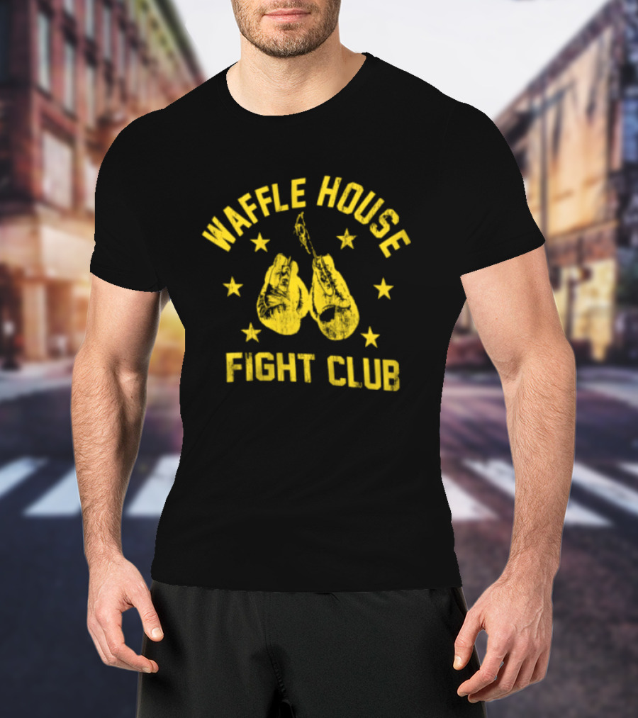 Waffle House Fight Club Boxing Gloves Stars T-Shirt