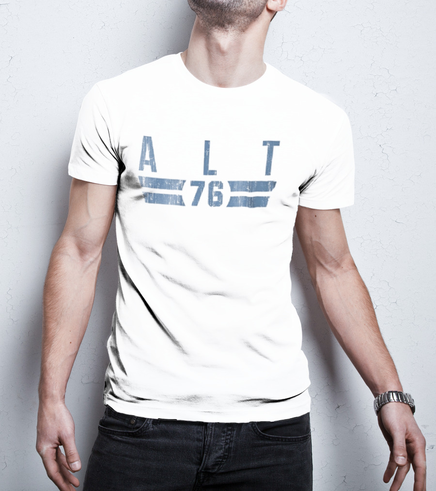 ALT 76 Distressed Blue Horizontal Bars T-Shirt