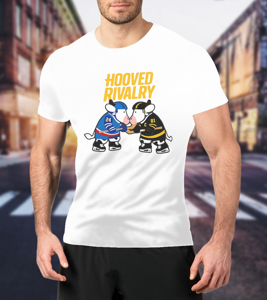 Hooved Rivalry Ilya Rozanov 24 Vs Shane Hollander 81 Hockey Faceoff T-Shirt