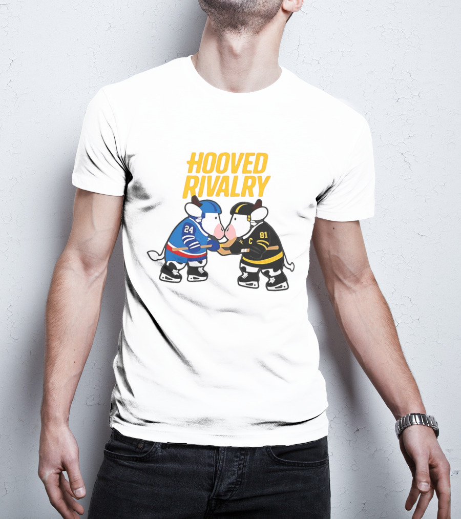 Hooved Rivalry Ilya Rozanov 24 Vs Shane Hollander 81 Hockey Faceoff T-Shirt