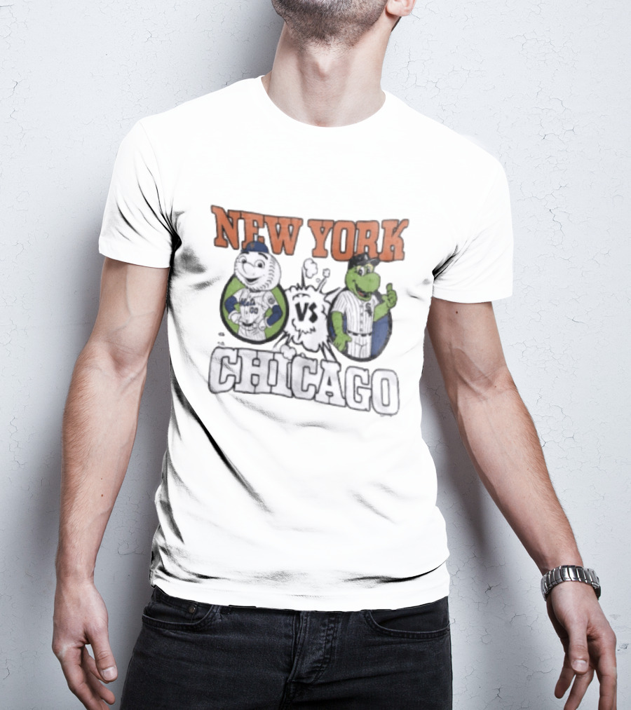 New York Vs Chicago Mets White Sox Mascots Faceoff T-Shirt