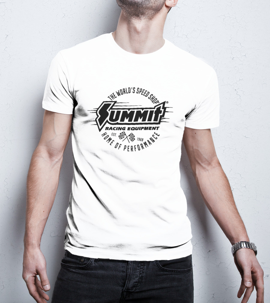 Summit Racing Equipment Est 1968 The Worlds Speed Shop Home Of Performance Checkered Flags T-Shirt