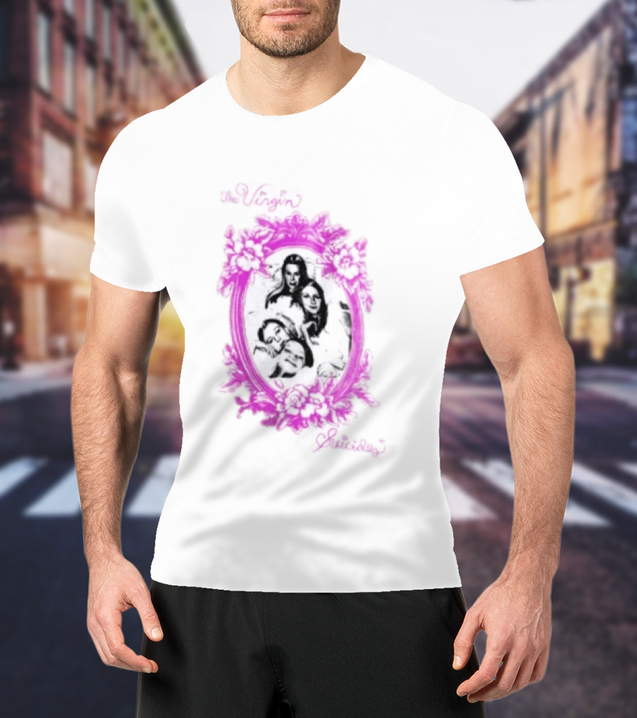 The Virgin Suicides Girls Pink Floral Oval Frame T-Shirt