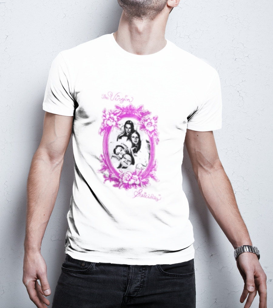 The Virgin Suicides Girls Pink Floral Oval Frame T-Shirt