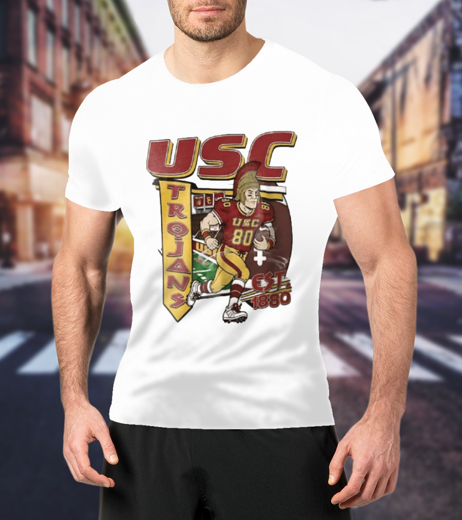 USC Trojans Football Player Cartoon Scoreboard Est 1880 T-Shirt