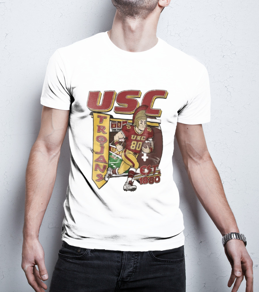 USC Trojans Football Player Cartoon Scoreboard Est 1880 T-Shirt