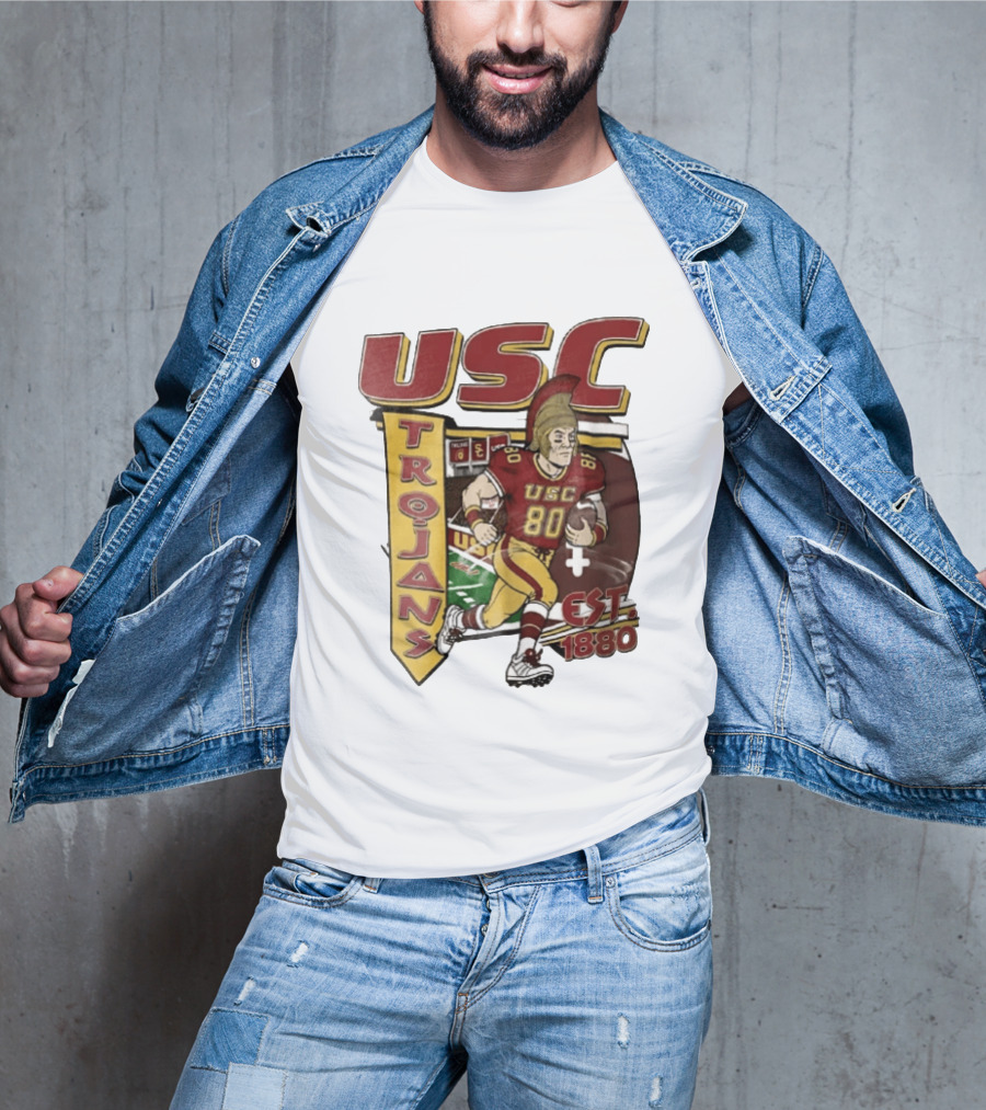 USC Trojans Football Player Cartoon Scoreboard Est 1880 T-Shirt