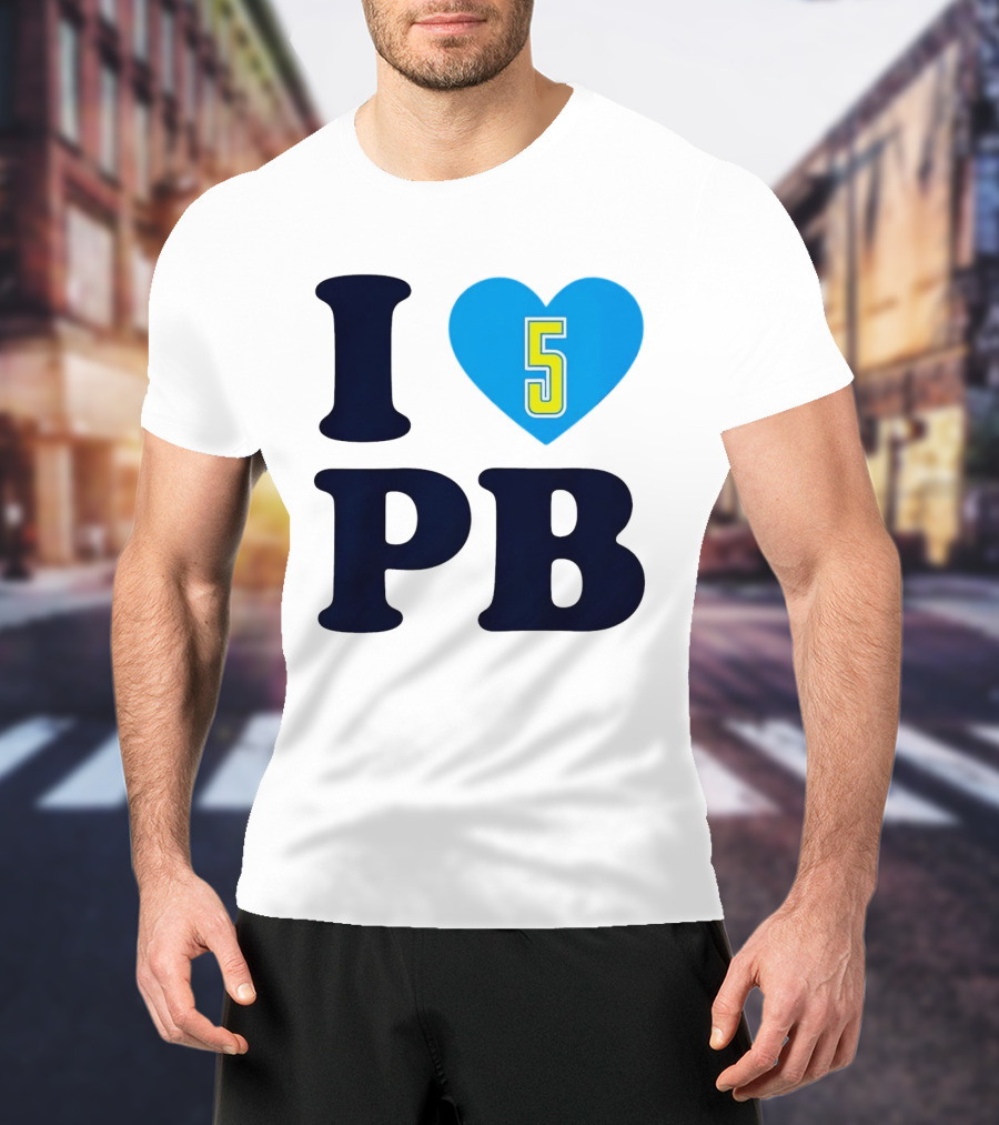 I Love PB Heart 5 Blue And Yellow T-Shirt