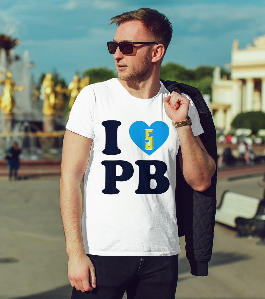 I Love PB Heart 5 Blue And Yellow T-Shirt