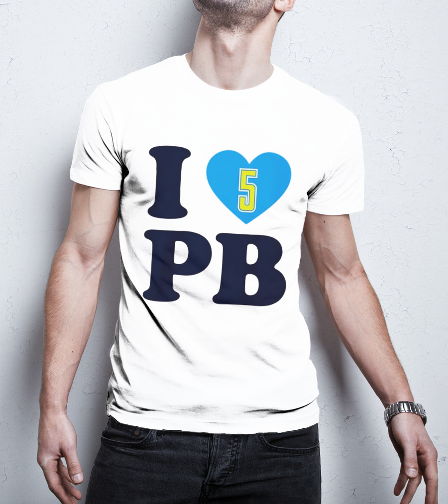 I Love PB Heart 5 Blue And Yellow T-Shirt