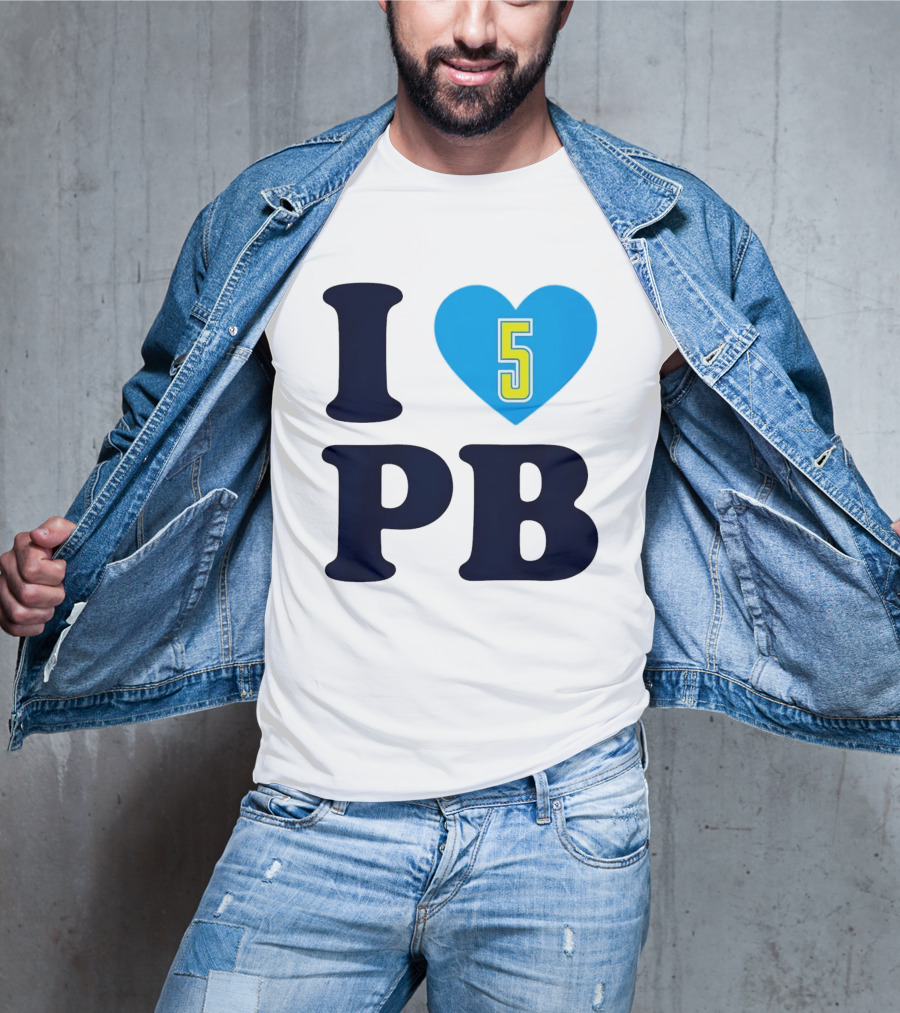 I Love PB Heart 5 Blue And Yellow T-Shirt