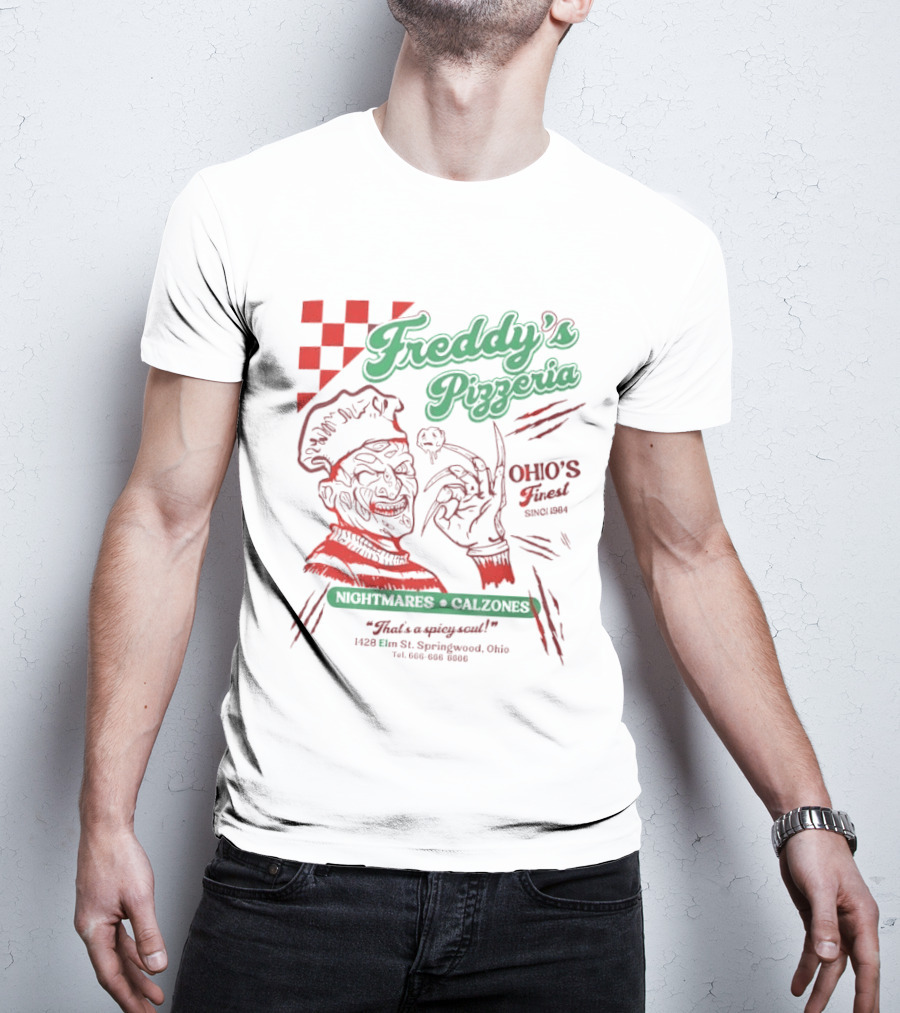 Freddy's Pizzeria Nightmares Calzones Spicy Ohio's Finest Springwood T-Shirt