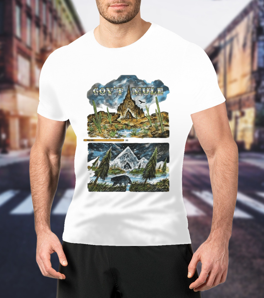 Govt Mule Two Night Kicking In Your Stall 2026 Santa Fe Aug 22 Vail Aug 23 Desert Scene Bear Mountain T-Shirt