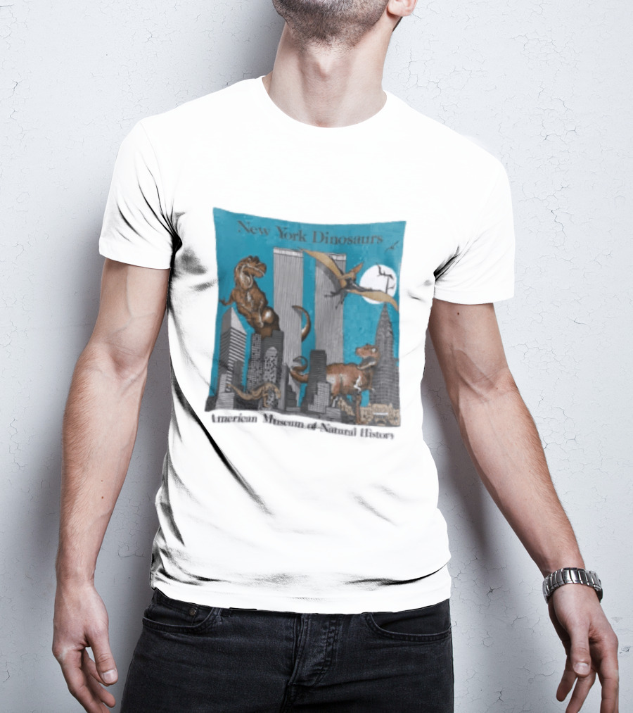 New York Dinosaurs American Museum Of Natural History Twin Towers Scene T-Shirt