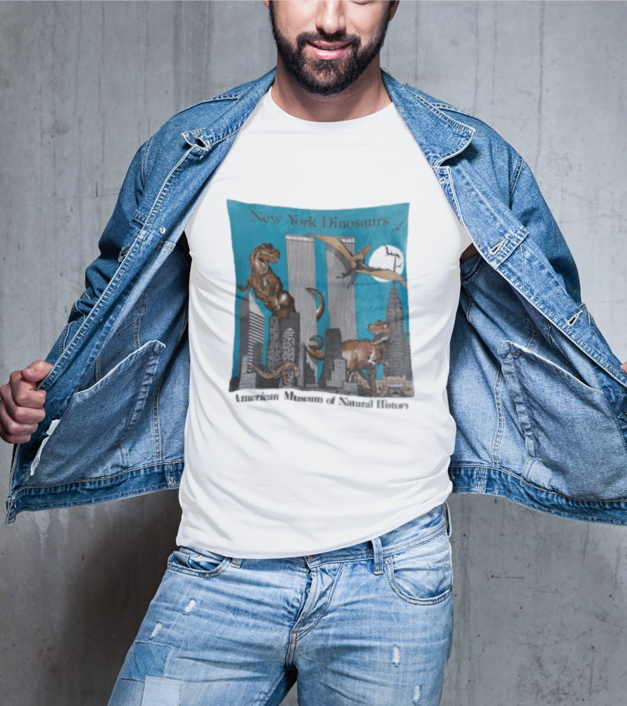 New York Dinosaurs American Museum Of Natural History Twin Towers Scene T-Shirt