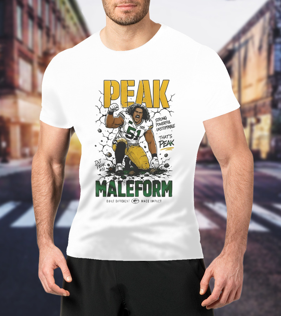 Peak Maleform Green Bay Packers #61 Strong Powerful Unstoppable T-Shirt