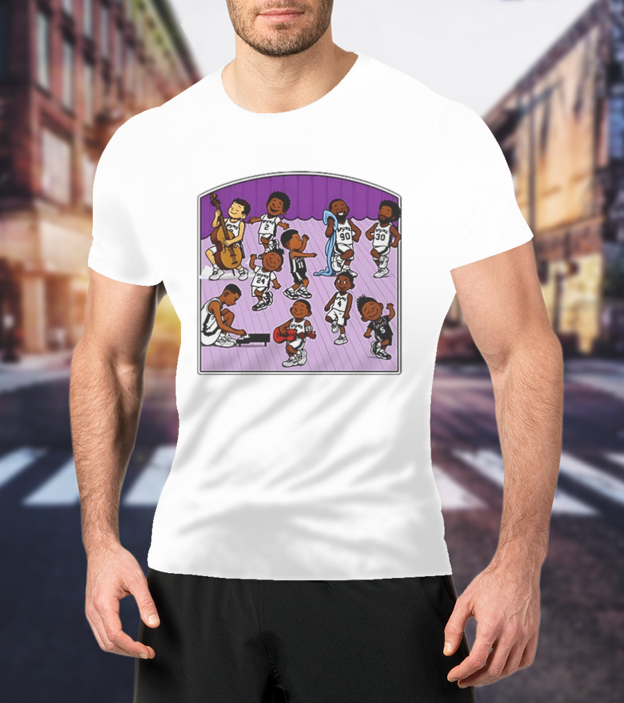 San Antonio Spurs Cartoon Players Music Band Comedy T-Shirt