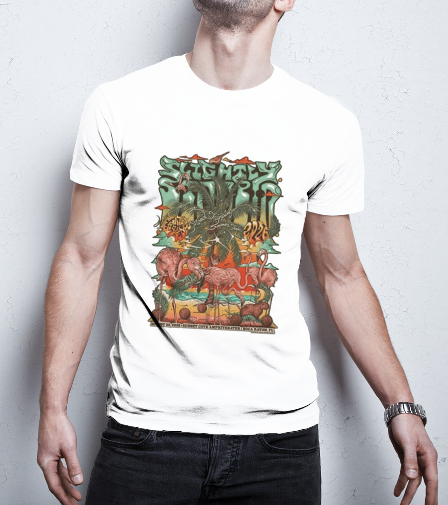 Slightly Stoopid August 22 2026 Ice Drippin Summer Tour Sunset Cove Amphitheater Boca Raton FL Flamingos Palms T-Shirt