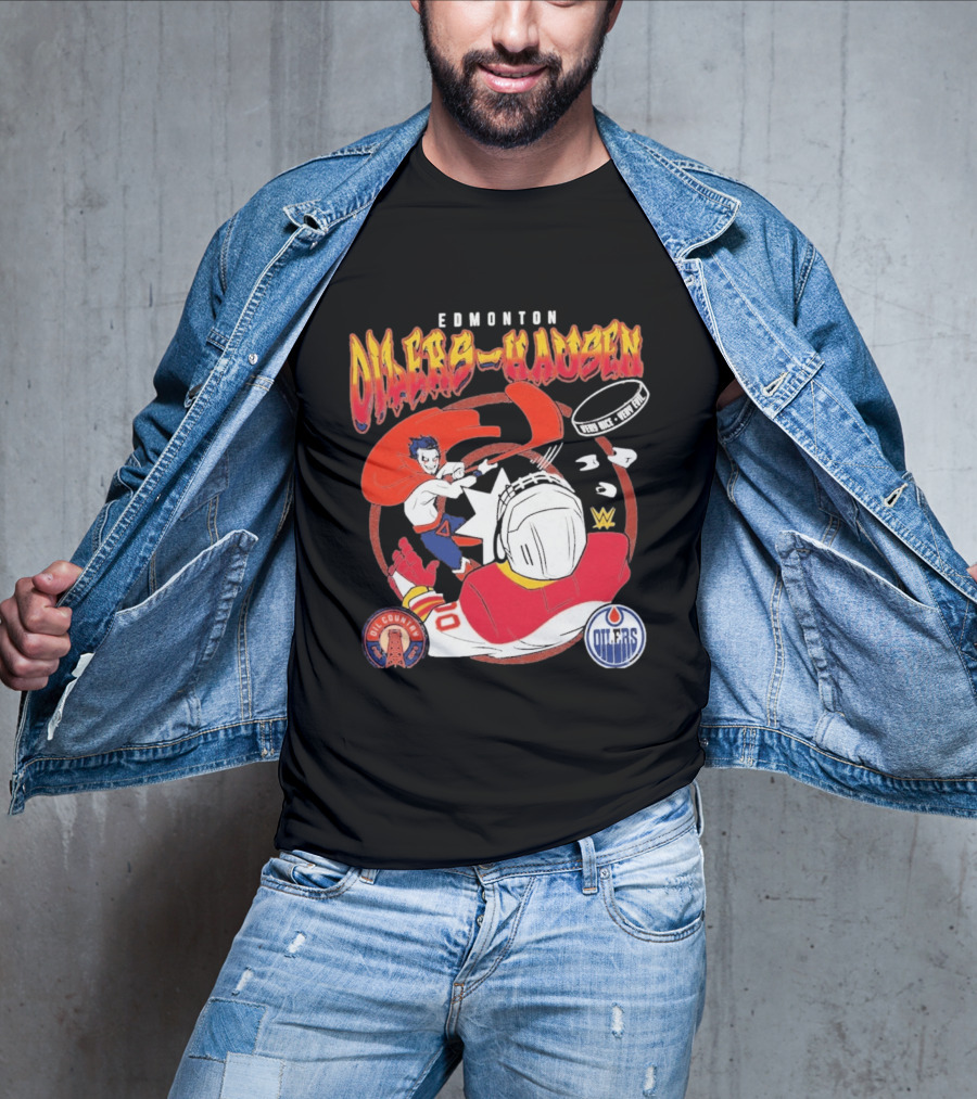 Edmonton Oilers Hausen Hockey Battle WWE Crossover NHL Collaboration T-Shirt