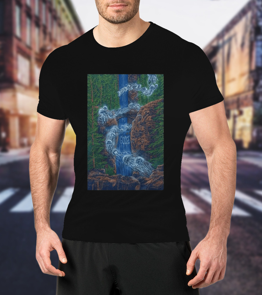 Goose Summer Tour 2026 Hayden Homes Amphitheater Bend August 21 22 Waterfall Forest Scene T-Shirt
