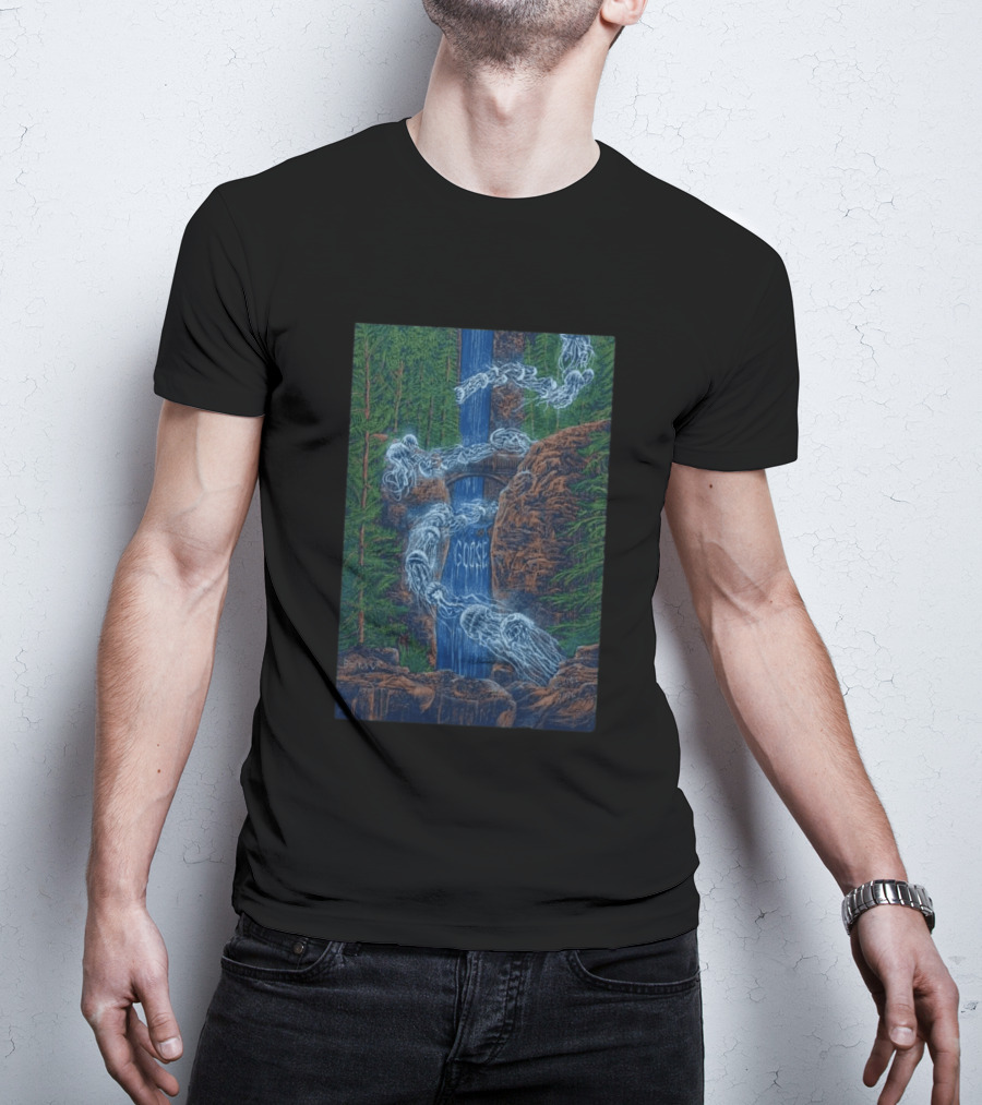 Goose Summer Tour 2026 Hayden Homes Amphitheater Bend August 21 22 Waterfall Forest Scene T-Shirt