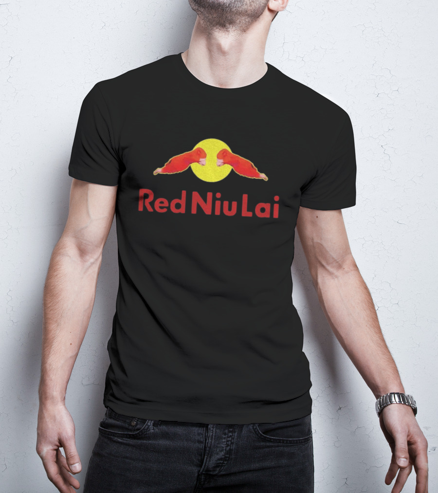 Red Bull Niu Lai Energy Drink Red Niu Lai Yellow Circle T-Shirt