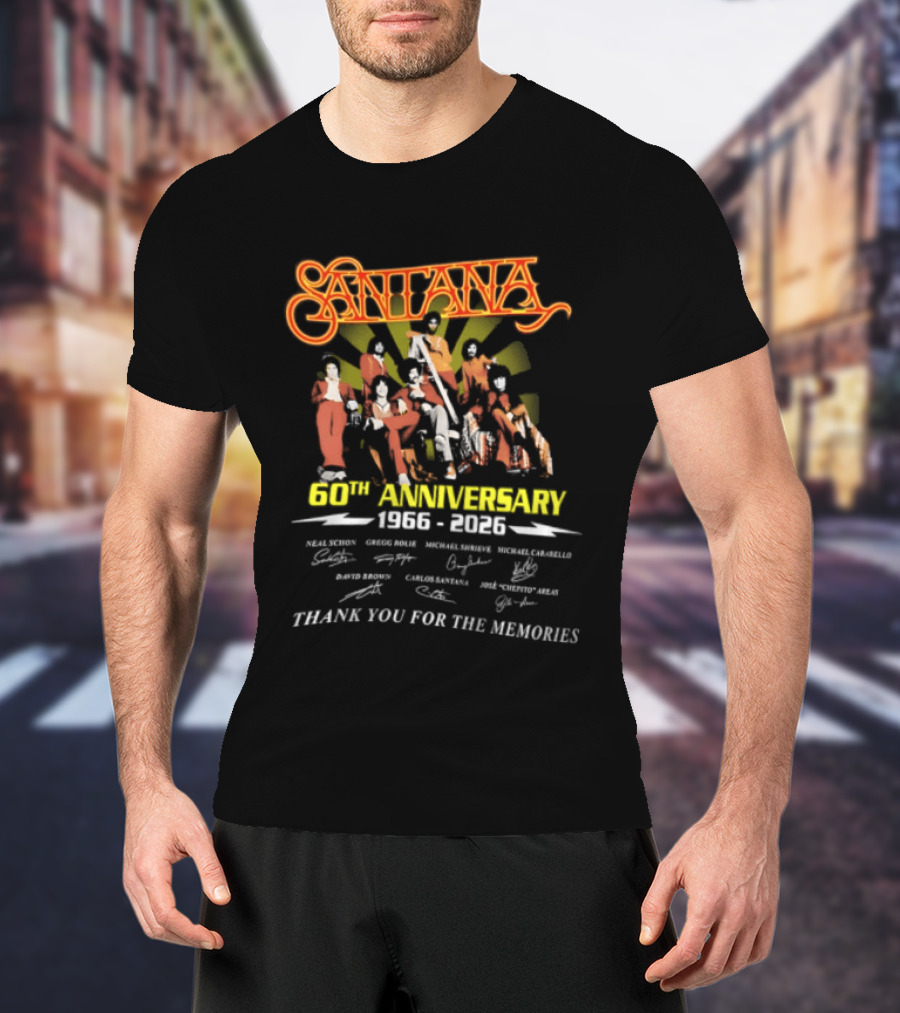Santana 60th Anniversary 1966 2026 Thank You For The Memories Signatures T-Shirt