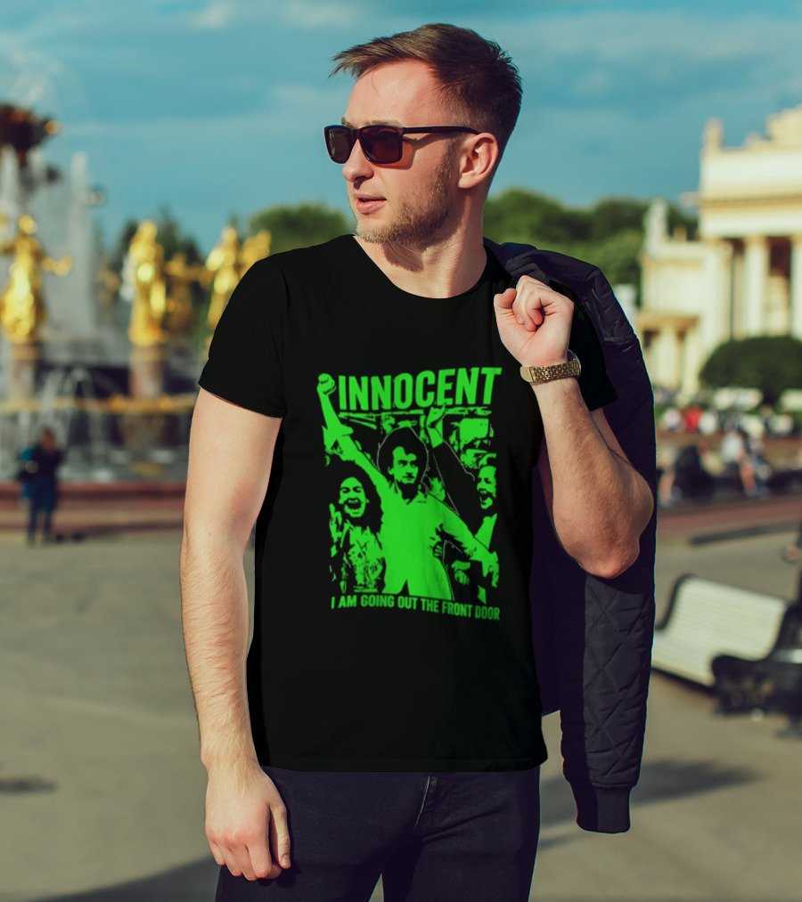 Innocent I Am Going Out The Front Door Retro Style People In Motion T-Shirt