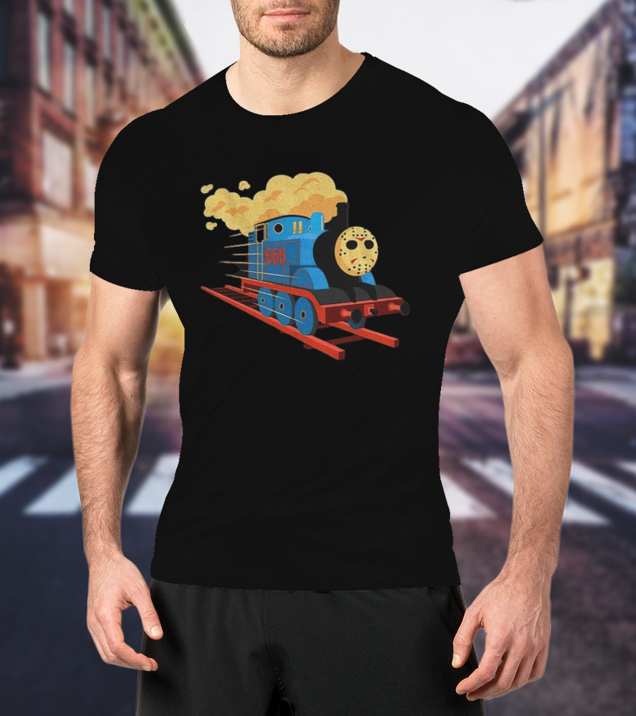Thomas The Tank Engine Jason Voorhees Mask 666 Railway To Hell T-Shirt