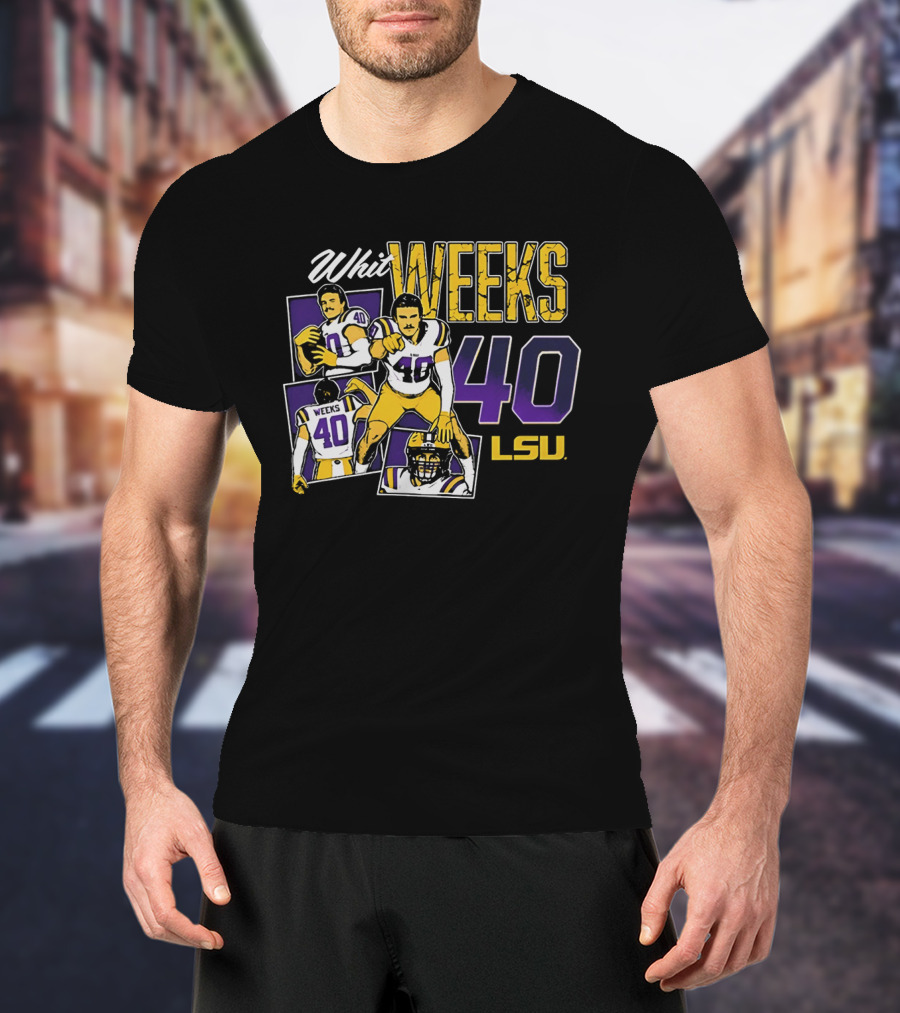 Whit Weeks LSU Tigers Number 40 College Football Collage T-Shirt