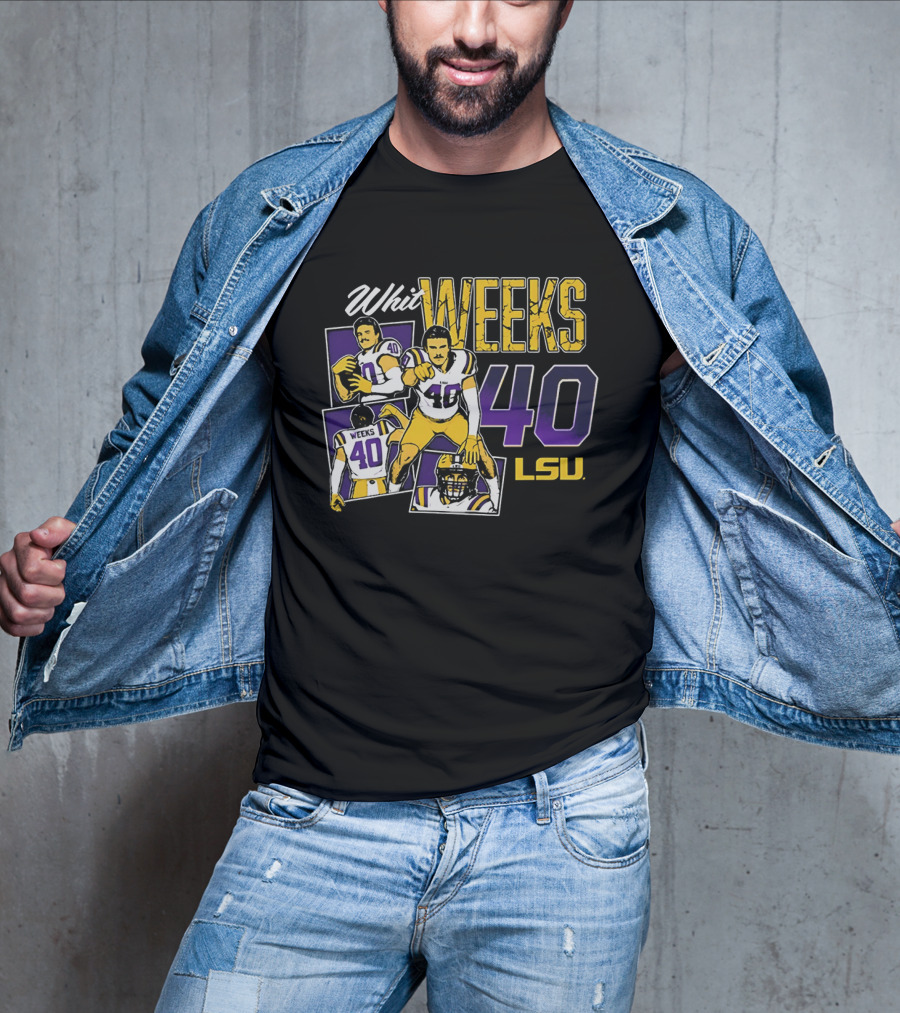 Whit Weeks LSU Tigers Number 40 College Football Collage T-Shirt