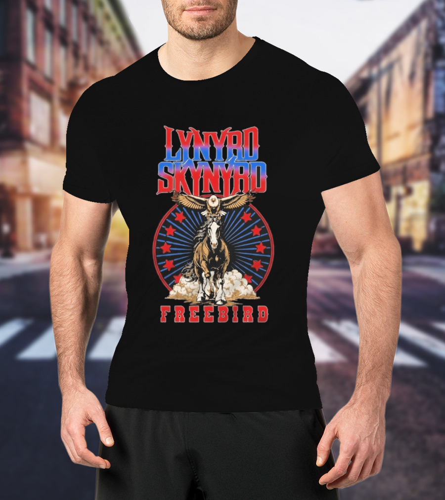 Lynyrd Skynyrd Freebird Eagle Horse Red Stars T-Shirt