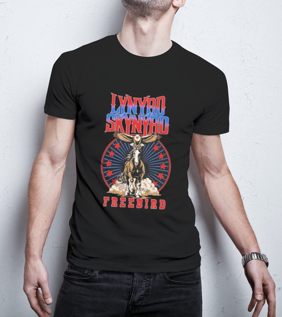 Lynyrd Skynyrd Freebird Eagle Horse Red Stars T-Shirt