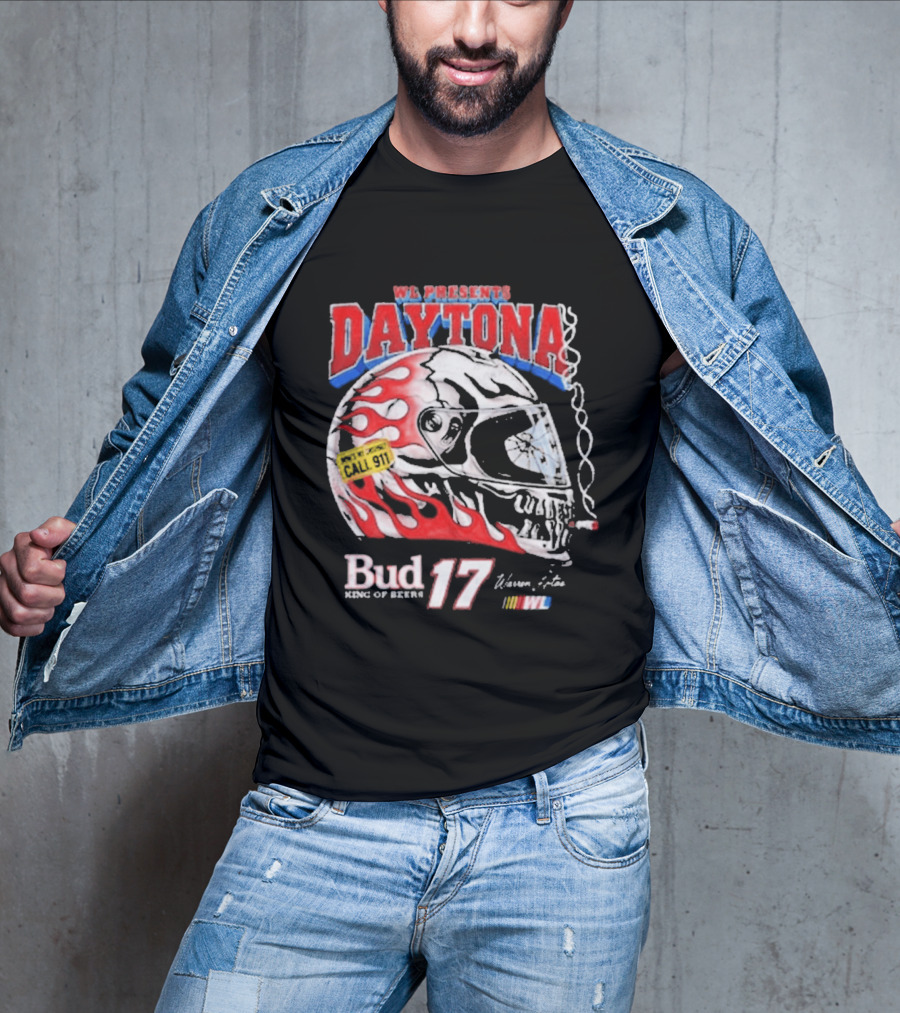 WL Present Daytona Bud King Of Beers 17 Racing Helmet Flame Design 2026 T-Shirt