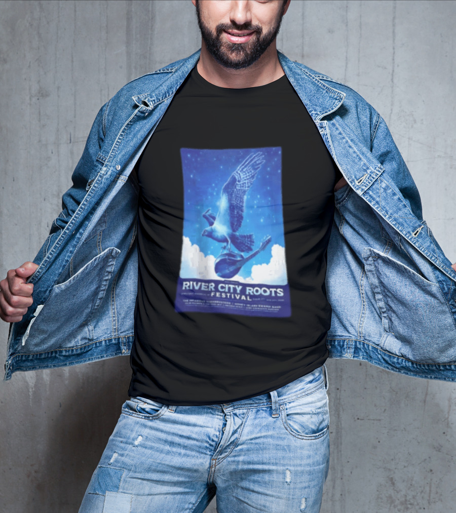 River City Roots Festival 2026 Missoula MT 20th Annual Event Bird And Mandolin T-Shirt