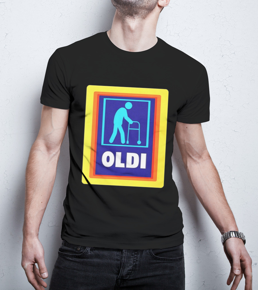 Oldi Elderly Walker Parody Aldi T-Shirt