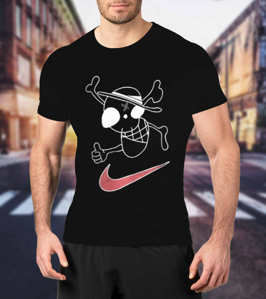 Pirate Straw Hat Skull Thumbs Up Nike T-Shirt