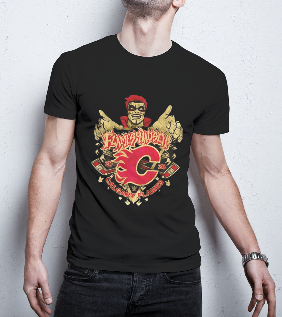 Flamehausen Calgary Flames WWE 2026 Collaboration Danhausen Summer Tour T-Shirt