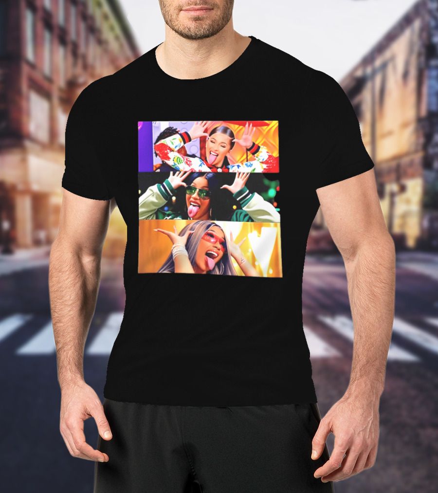 Cardi B Funny Faces Tongue Out Rapper Hip Hop Celebrity T-Shirt