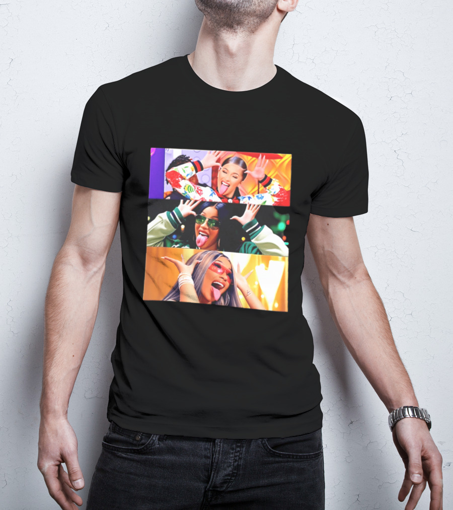Cardi B Funny Faces Tongue Out Rapper Hip Hop Celebrity T-Shirt