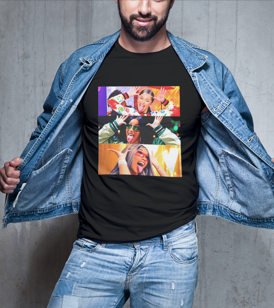 Cardi B Funny Faces Tongue Out Rapper Hip Hop Celebrity T-Shirt