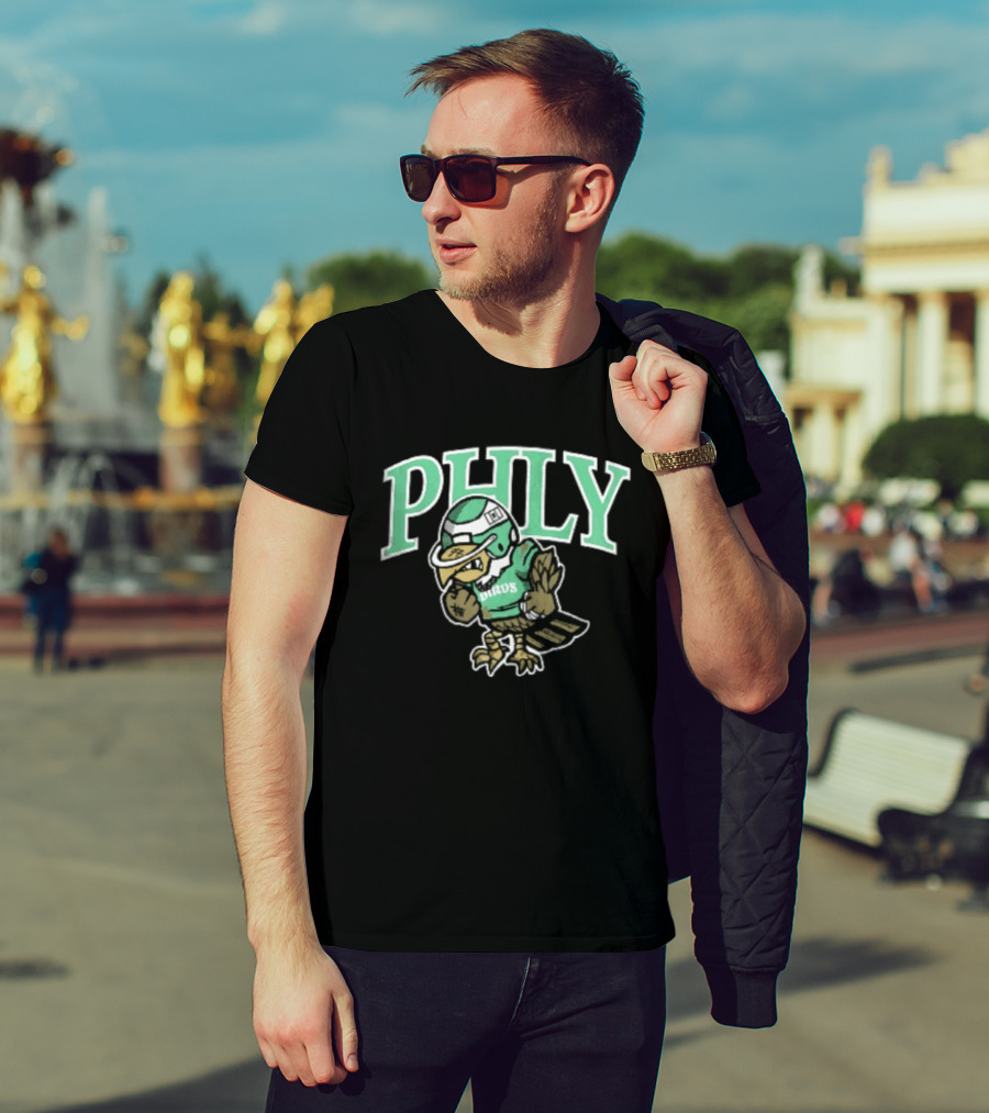 Philadelphia Eagles Phly Birds Cartoon Football Helmet Crewneck T-Shirt