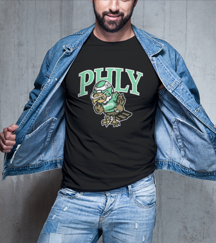 Philadelphia Eagles Phly Birds Cartoon Football Helmet Crewneck T-Shirt